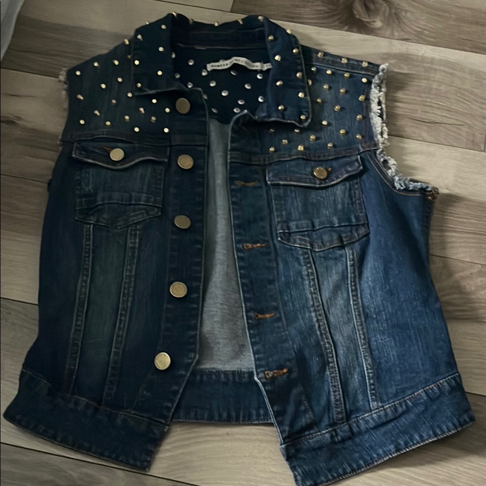 Romeo & Juliet Couture Studded Denim Vest